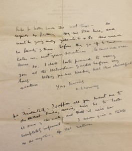 A hand-written letter from LS Lowry