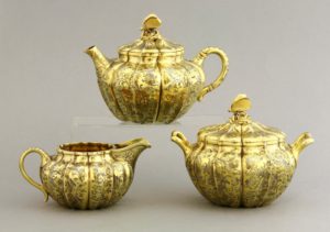 A silver gilt tea set
