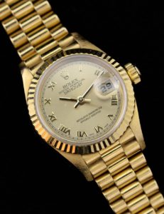 A ladies Rolex Oyster Perpetual Datejust watch with an 18ct-gold bracelet has been valued at between £3500 and £4500