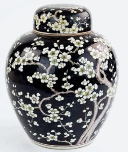 A Chinese black ground ginger jar and cover, 19th century