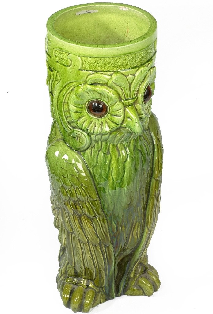 Antique ceramic owl candlestick